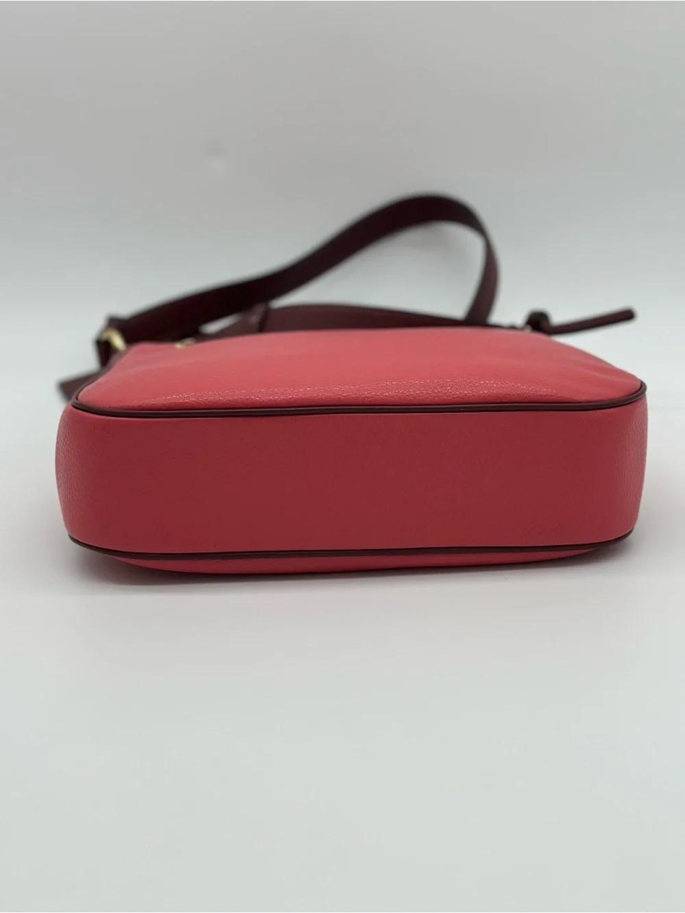 Coach Pebbled Leather Crossbody in Coral Red with Gold Hardware